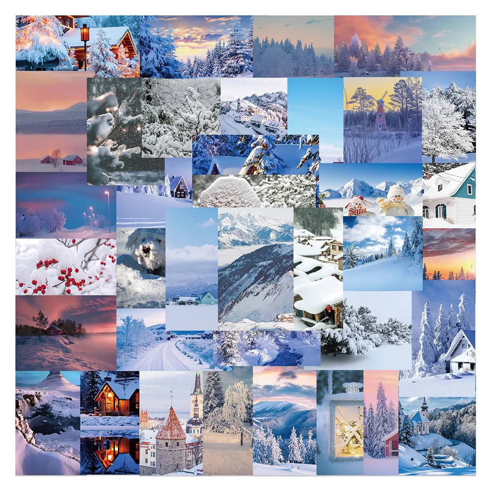 10/30/50pcs Winter Snow-Covered landscape Graffiti Stickers Aesthetic Phone Laptop Scrapbook Diary Cute Sticker Decal for Kids