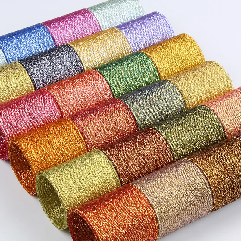 6/10/15/20/25/38mm New colourful Glitter Satin Ribbon for Weeding Christmas Party Gift Baking Packing Bow Card Decoration