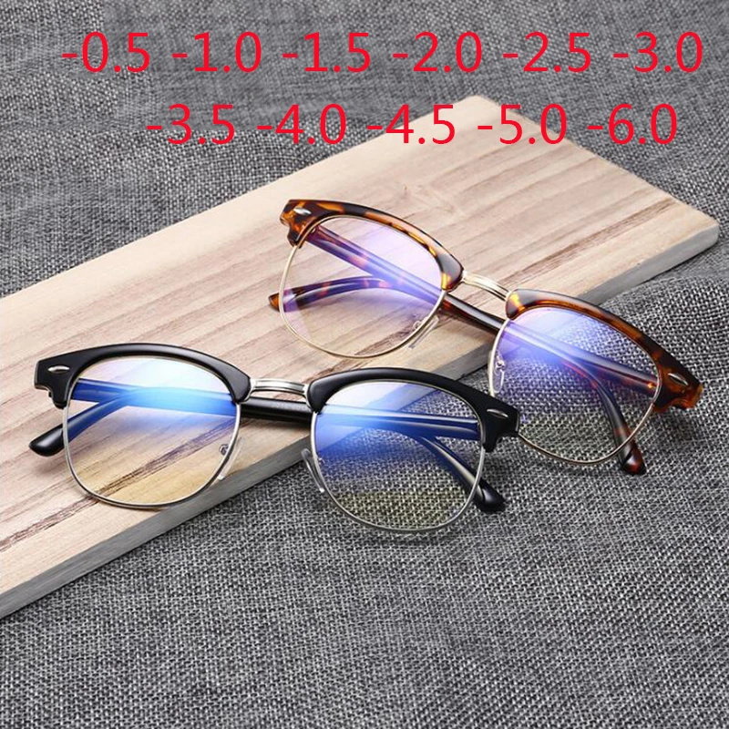 Half Frame Student Myopia Glasses With Degree -0.5 -1.0 -1.5 -2.0 To -6.0 Women Men Reading Spectacle +50 +100 +150 +200 +400