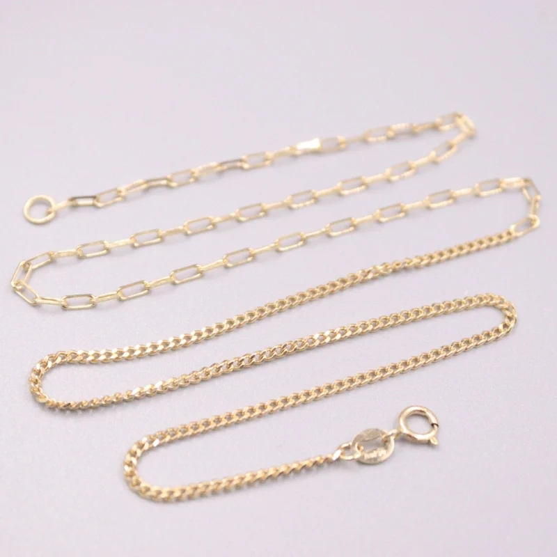 Pure Au750 18kt Yellow Gold Chain 1.8mmW Women Men Curb Square O Link Necklace 18inch 3.9-4g