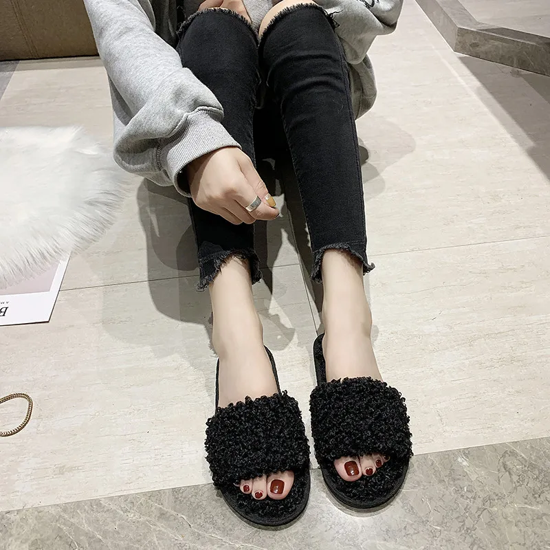 COOTELILI Fashion Women Slippers Home Indoor Plush Slippers Autumn Winter Female Flat Shoes Ladies Comfortable Fur