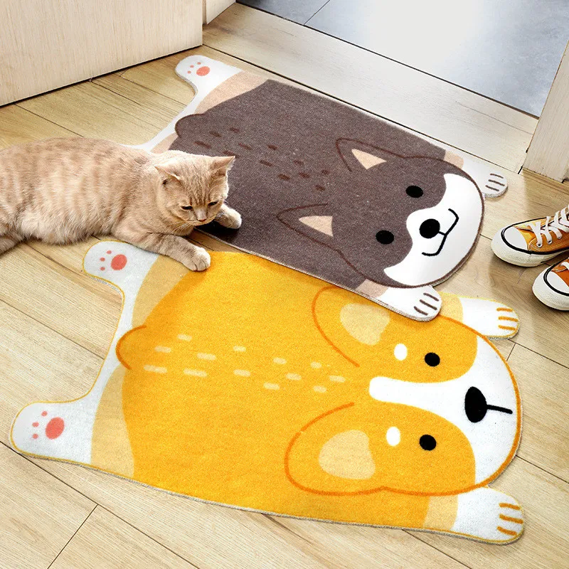 

Funny Doormat Cute Cartoon Animal Shiba Inu Corgi Mats Wear-Resistant Anti-Skid Foot Pad Entrance Floor Rug Kitchen Carpet Home