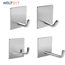 Stainless Steel Door Wall Hook Kitchen Towel Hooks  Adhesive Wall Hanger Key Holder Bathroom Rack Organizer Clothes Coat Hangers