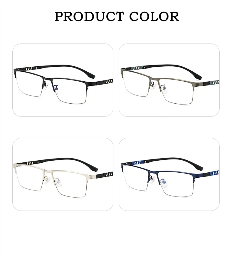 YIMARUILI Business Ultraleicht Titan Legierung Brillen Rahmen Myopie Fashio Optische Verordnung Halb Rahmen Brillen Männer P9806 – Detail 7