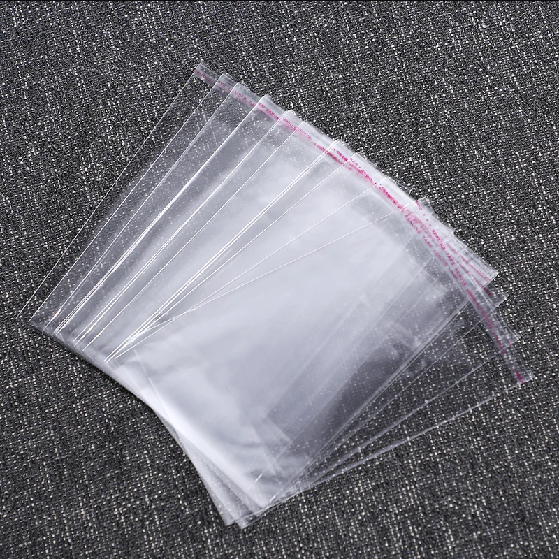 Multi-size transparent plastic self-adhesive bag for pen jewelry candy packaging resealable gift biscuit packaging bag