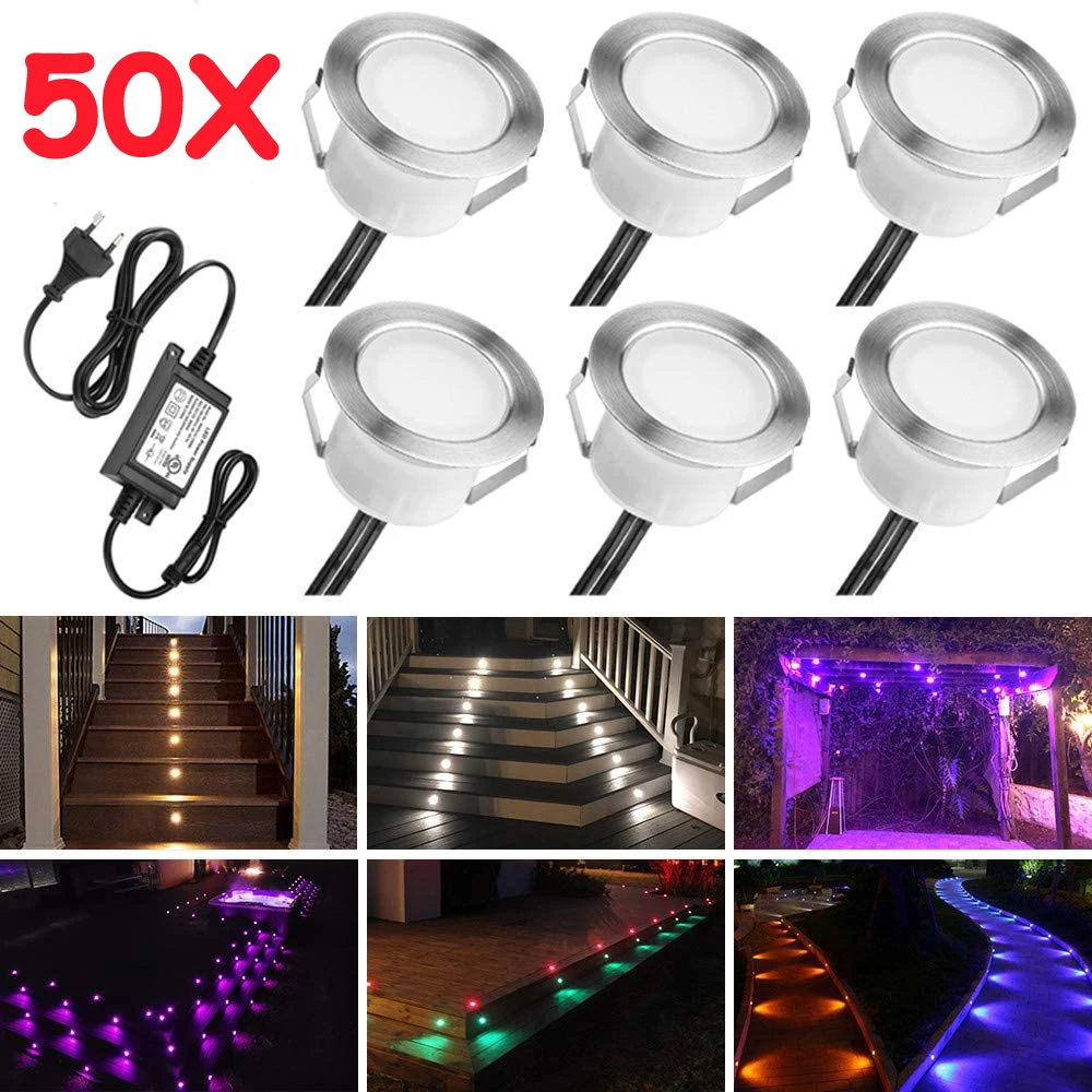 

50pcs/Set 45mm IP67 Waterproof Garden Terrace Stair Kickboard Recessed 12V Kitchen LED Deck Rail Step Soffit Lights Low Voltage