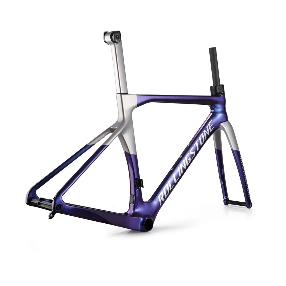 Rolling Stone Hider Carbon Disc Brake Road Frame Set, Full Internal Routing with Aero Integrated Bar, 46 cm, 49 cm, 52 cm, 55cm