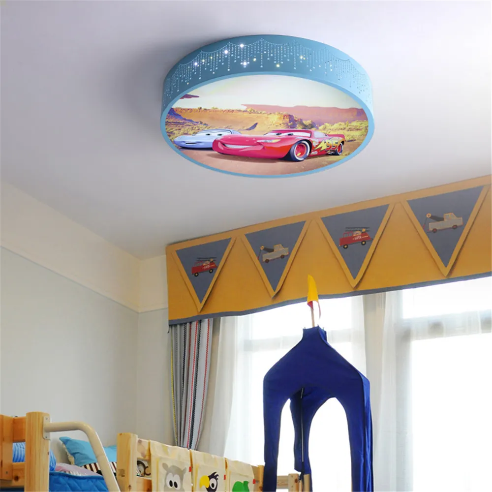 Cartoon Car Round Led Ceiling Lamp Changeable Remote Children Bedroom Nursery Baby Corridor Indoor Home Deco Lighting Fixtures