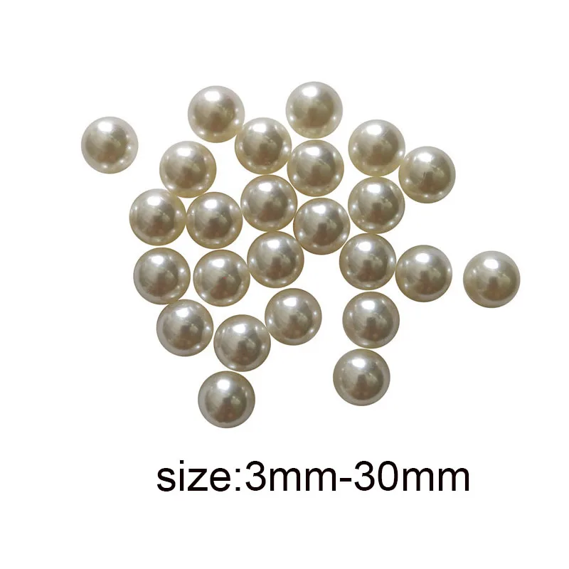 Perle d\'imitazione di alta qualità forma rotonda ABS foro dritto perline Beige accessori per gioielli fatti a mano braccialetto fai da te fare 3-30mm