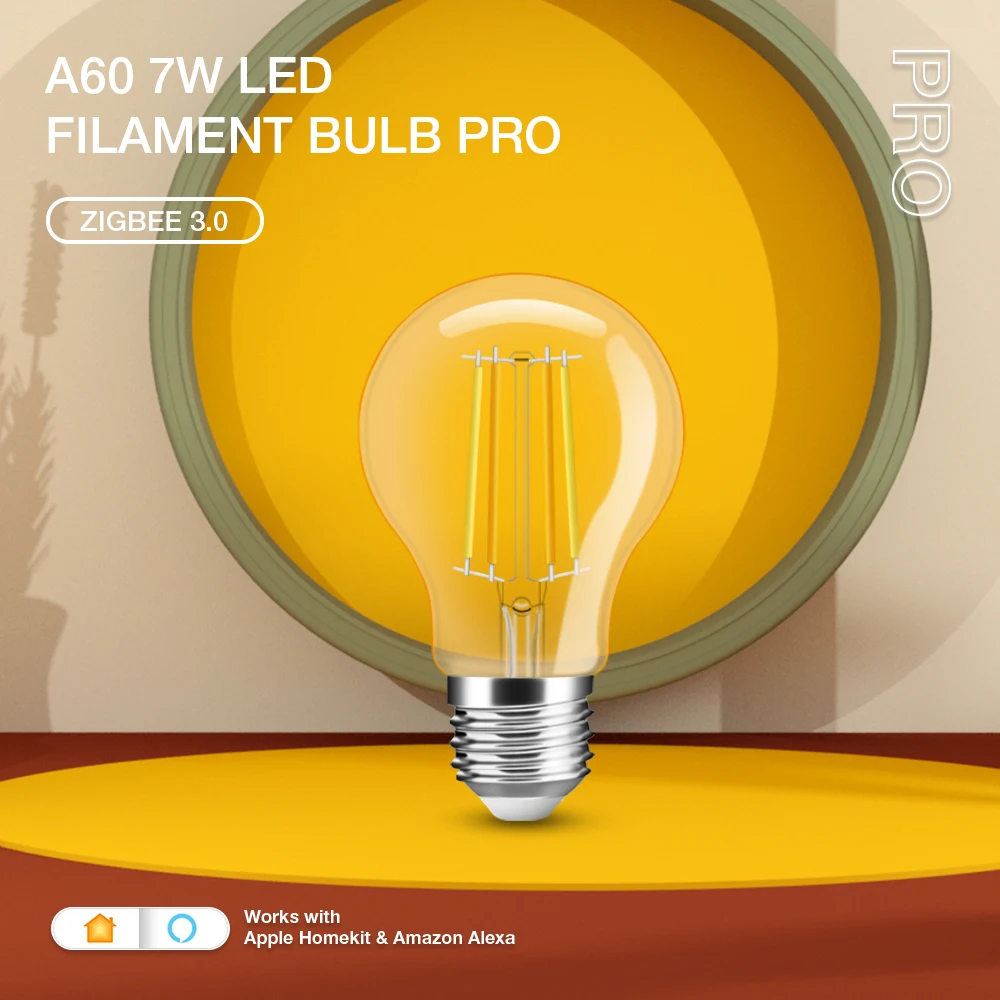 Zigbee Smart Home Gledopto Retro Style E27 led Light bulbs A60 7W Pro Suitable For Indoor Lighting Bedroom Dinning Room