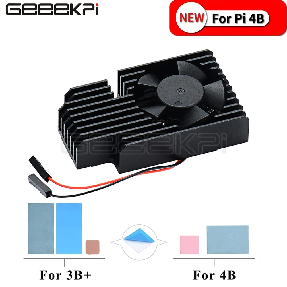 

Raspberry CNC Extreme Cooling Fan Heatsink Kit For Raspberry Pi 4B / 3B+ / 3B Plus / 3B Black Good Heat Dissipation Quite