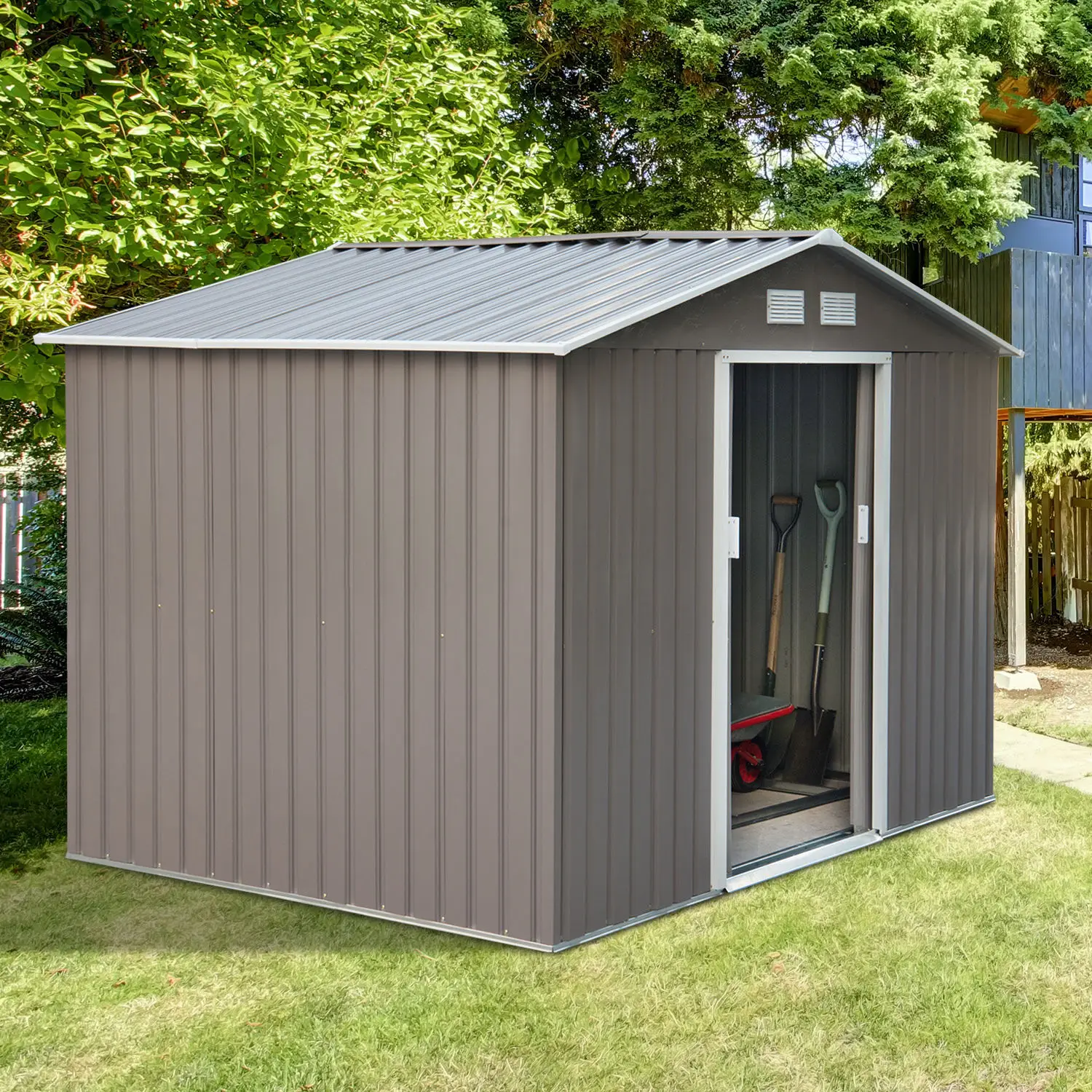 Outsunny Hut de Garden Shed Metallic for Storage de tools thread Type 277x191x192 cm Steel 3 colores optional