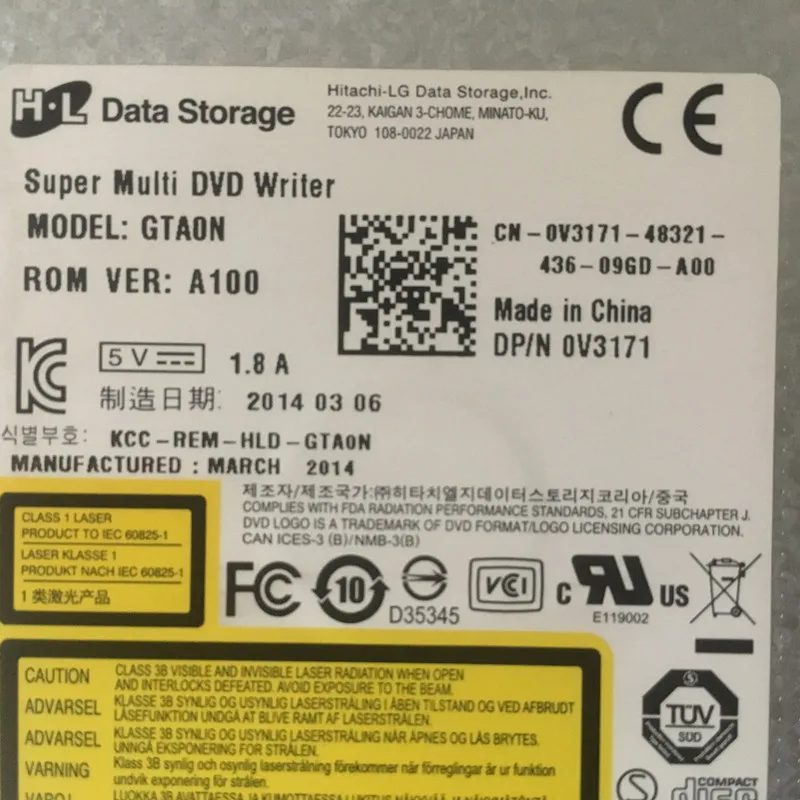 Dvdram GTA0N SATA CD / DVD ، مسجل محرك RW ، 12.7 مللي متر ، أصلي ، جديد ، SATA ، DP / N: 0V3171