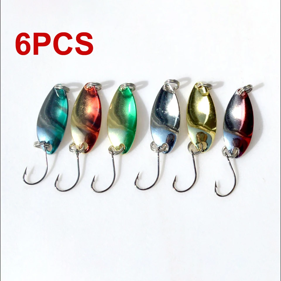 10 sztuk/6 sztuk miedzi przynęta na łyżkę 2.5G 32mm Metal Fishing Lure z pojedynczy haczyk twarda przynęta przynęty Spinner zima lodu połowów