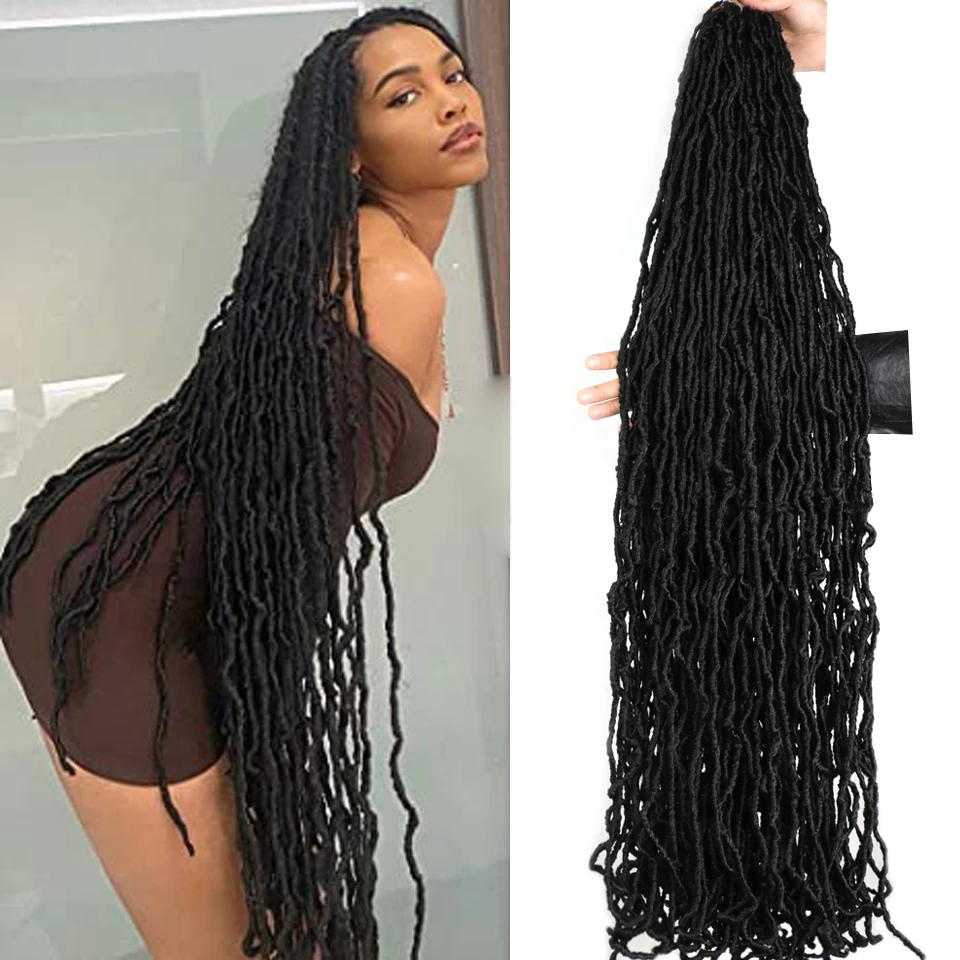 Faux Locs Crochet Hair 18 24 36 pollici Faux Locks Crochet trecce Cheveux capelli ricci sintetici Soft Locs Meche Pour Crochet Braid