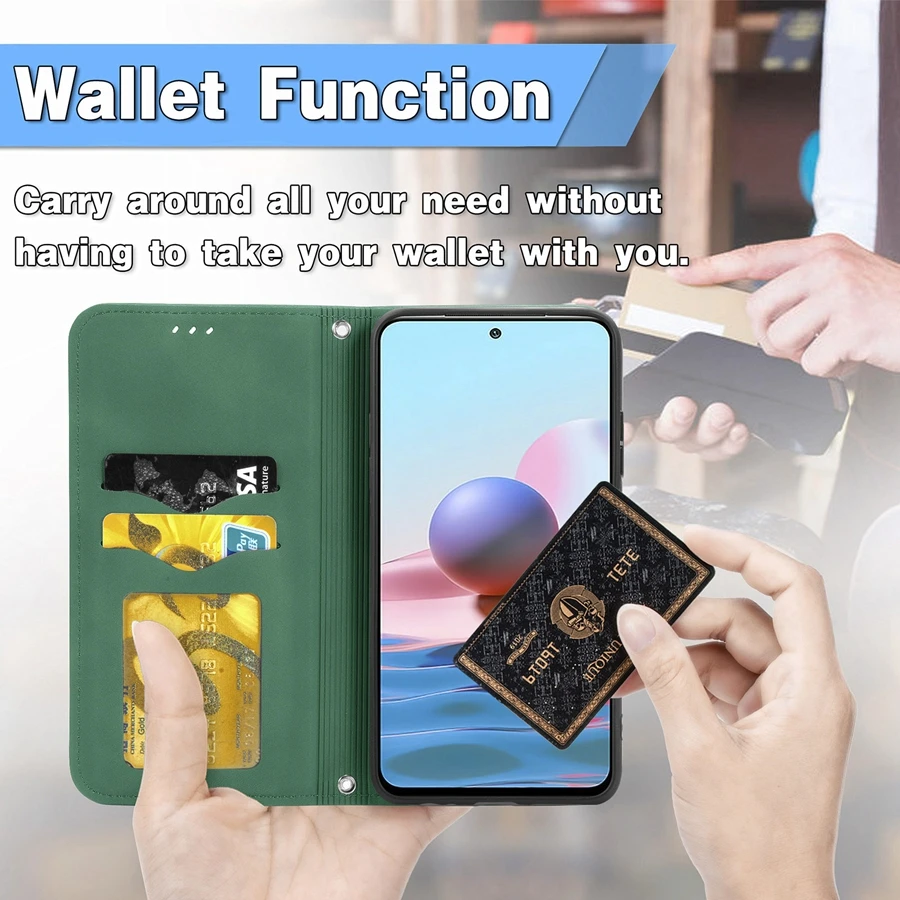 Retro Skin Feel Suck Wallet Case For Xiaomi Redmi Note 10/10S/10T/10 Pro Max/9 Pro/8 Pro 10 9 9A 9C 9T 8 8A Mi Poco M3/F3/X3 GT