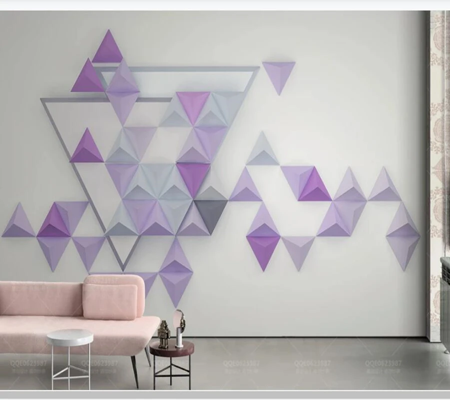 

Papel de parede 3d geometric triangle nordic modern purple wallpaper,living room TV wall bedroom wall papers home decor mural