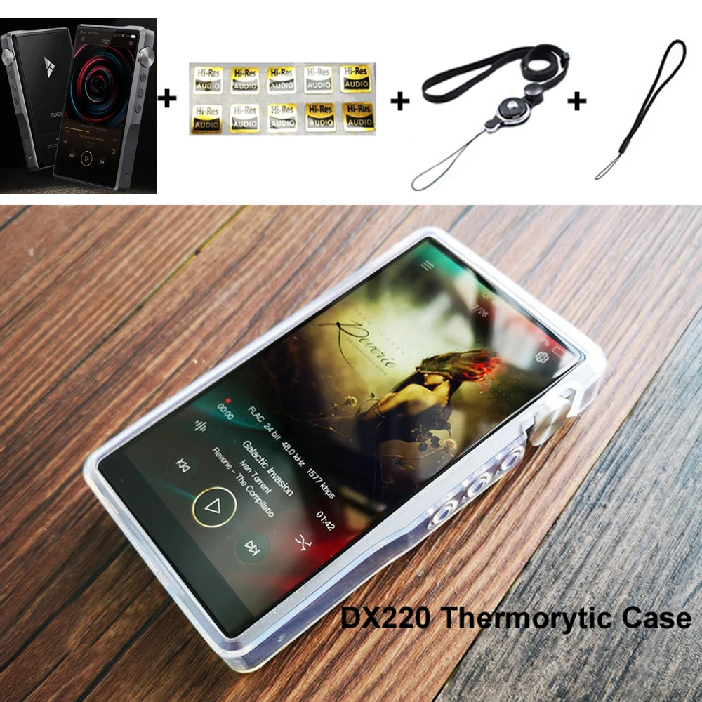 Per custodia in Tpu trasparente iBasso DX220 con protezione dello schermo anteriore in vetro temperato e protezione dello schermo posteriore in vetro temperato per DX220