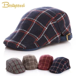 Wool Kids Cap for Boys Girls Plaid Winter Baby Boy Hat Autumn Vintage Beret Cap for Children Baby Hat Infant Accessories 1-10Y