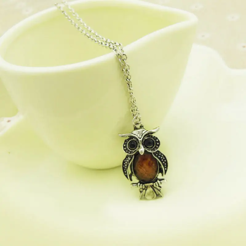 Cute Tiny Vintage Crystal Owl Pendant Necklace Women Girls Nighthawk Choker Female Jewelry Wedding Gift Colares