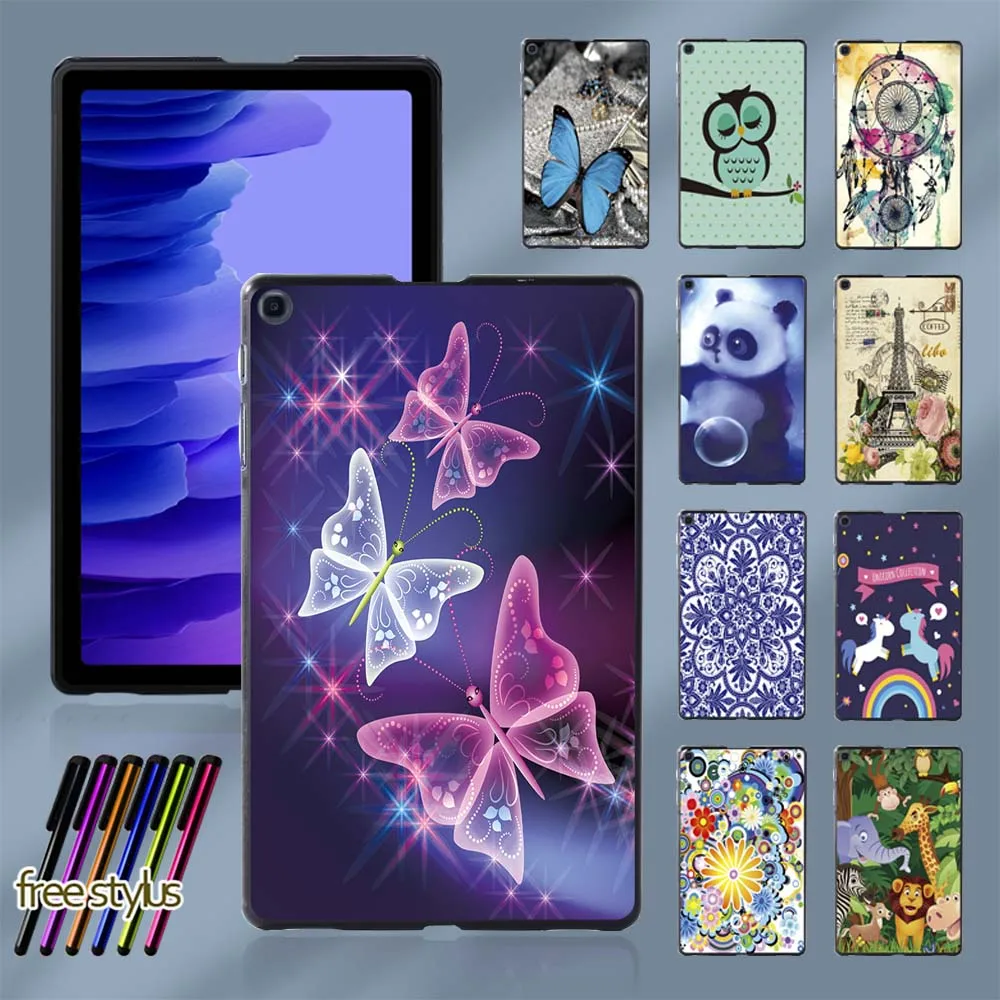 High Quality Tablets Case for Samsung Galaxy Tab A7 10.4 Inch T500 T505 Old Image Pattern Slim Back Case + Free Stylus