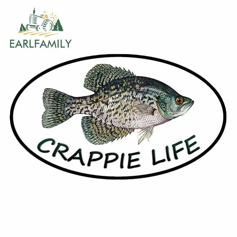 EARLFAMILY 13cm x 7.7cm for Crappie Life Fishing Sign Vinyl Car Wrap Bumper VAN Anime Car Stickers Cartoon RV Surfboard Decal