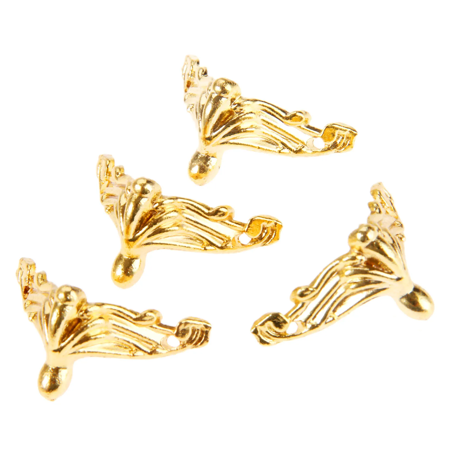 Protetores decorativos 4 espaços laterais de ferro dourado bronze antigo suportes cobre vermelho pés de bronze mesa caixa de joias pé 26mm * 19mm