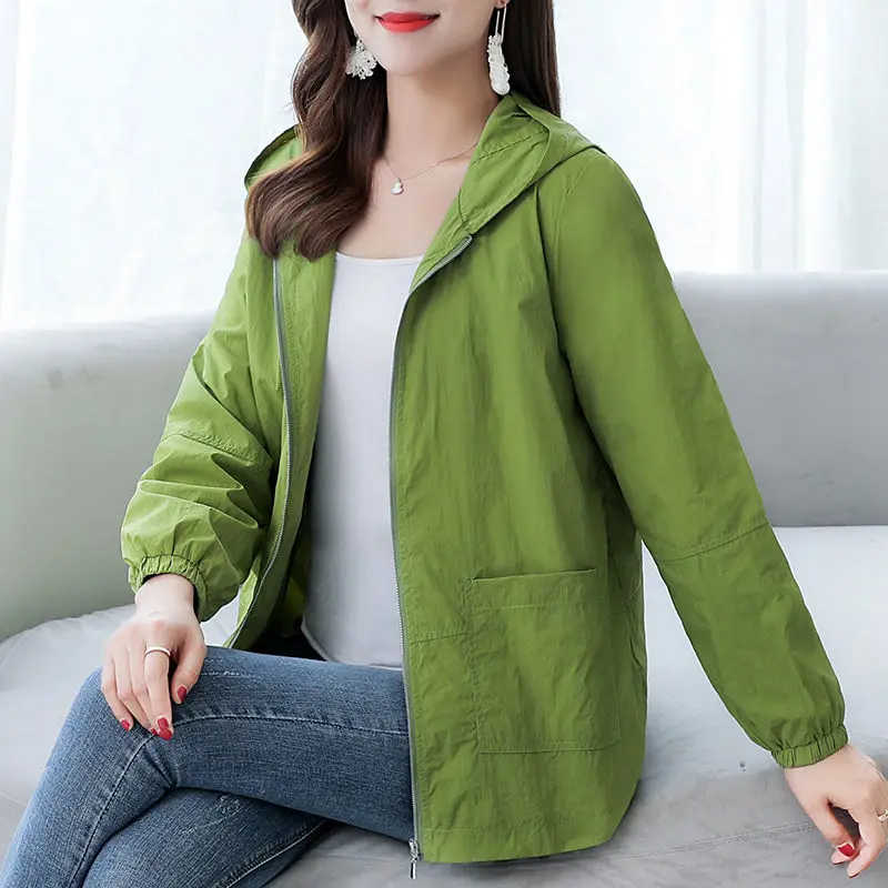 Extra Large Size Female Cardigan Zipper Middle-age Women Jacket Loose Sunscreen Clothing Spring and Summer Thin Coat XL-6XL r499