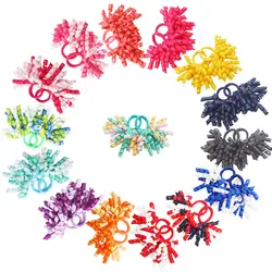 15Pair Girls Hair Bands Ties Hair Clip Elastic Rubber Bands Grosgrain Ribbon Hair Bows Ponytail Holders Hair Accessories