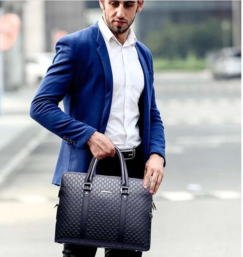 Hot Sale New Men Fashion Business Briefcase High Quality Leather Handbag Large Capacity Shoulder Bags Laptop Bags Messenger Bag