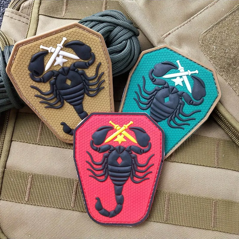 T-N PVC Tactical Monkey Magic Stickers Armband Scorpion Unit Soft Rubber Badge 3D Army Fan Military Hook and Loop Patches