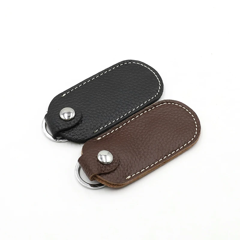 Genuine Leather U Disk Hasp Storage Bags Protective Cover Key Holder Black Bag Cases for USB Flash Drive Pen Drive Pendrives