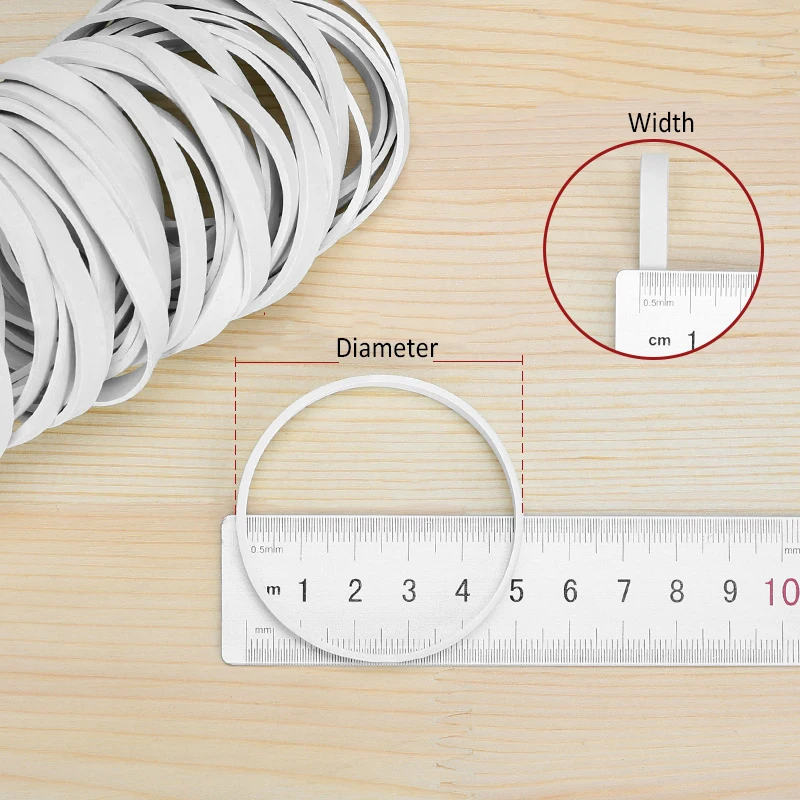 50Pcs High Quality White Rubber Elastic Bands Stretchable Sturdy Rubber Rings Diameter 15mm-60mm