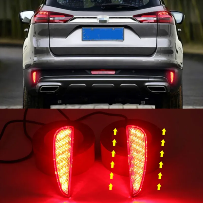 2PCS Rear Bumper Tail Light Driving Lamp Turn Signal Lamp Rear fog lamp LED Reflector For Geely Boyue 2020