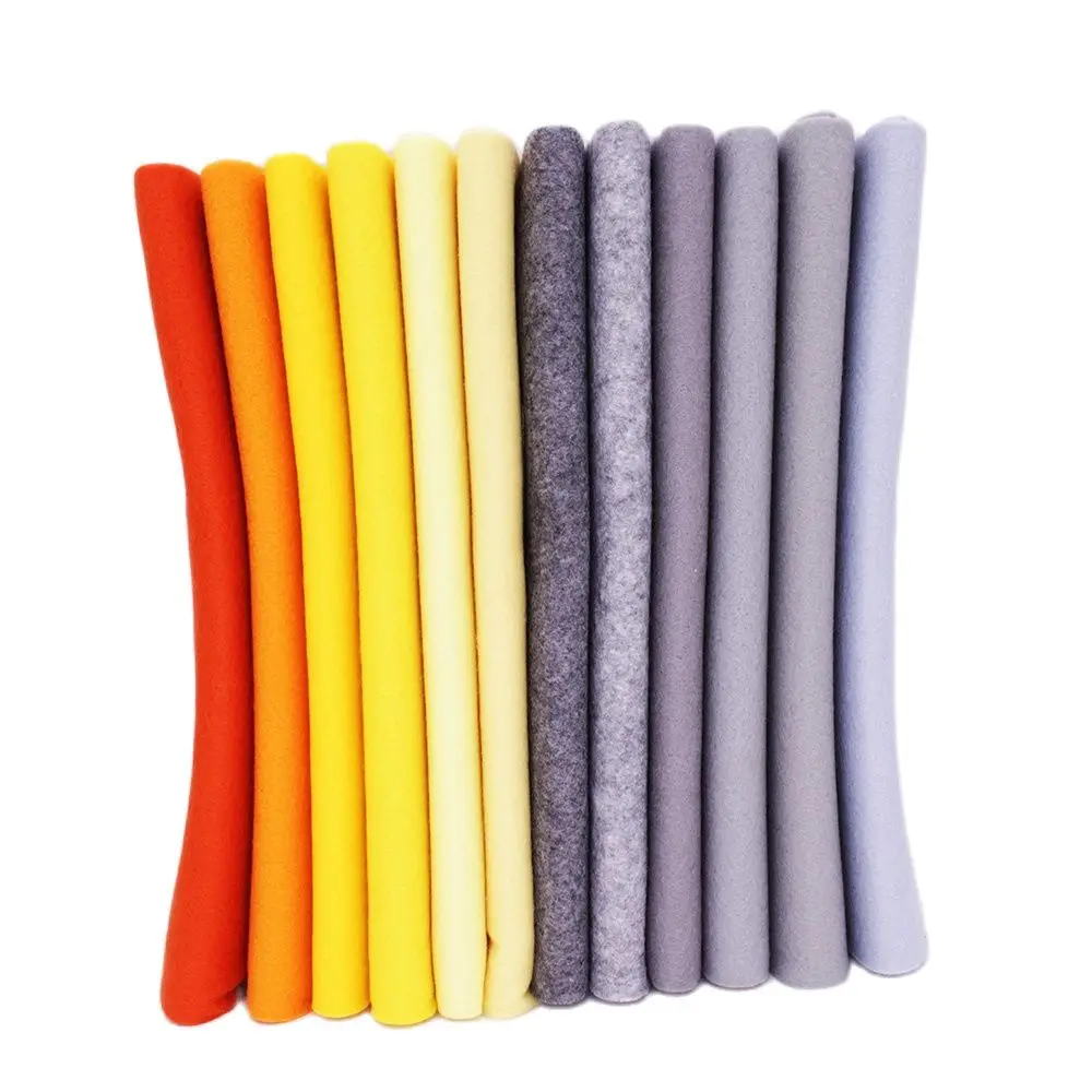 Yellow Gray Felt Set ,Soft Fabric For DIY Handwork Sewing Crafts Dolls ,Needlework Material Polyester Cloth 12 Pcs/Lot 25cmx28cm