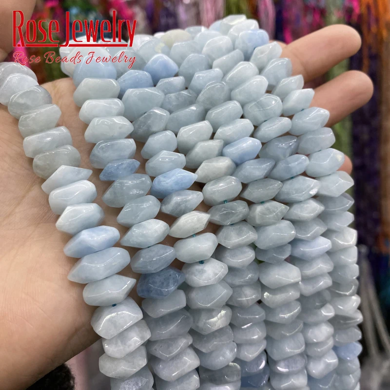Natural Aquamarines Stone Beads Irregular Special Cut Genuine Loose Spacer Bead 6x11mm For Jewelry Making DIY Bracelet 15