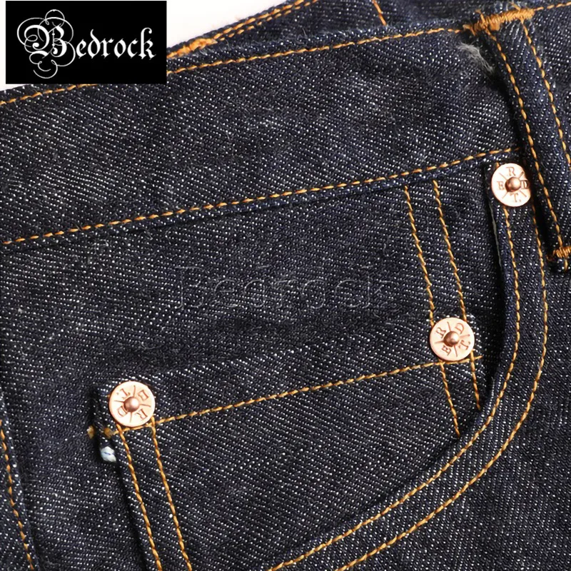 14oz loose wide straight leg jeans for men Amekaji high waist indigo one washed blue line raw denim selvedge primary color jeans