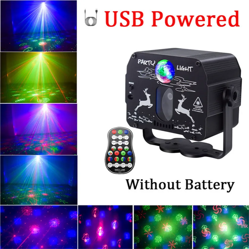 Mini Disco Light Dj Laser Projector Party Lights with Voice Control Sound Party Disco Light for Home Wedding Birthday Dj Strobe