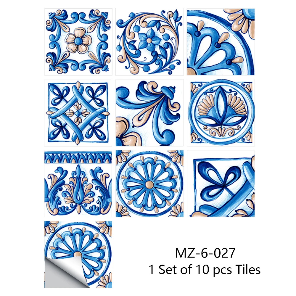 10/15/20cm Mandala Style Matte Surface Tile Sticker Peel & Stick Decoration Film For Tiles /Ground in Kitchen Wardrobe Wallpaper