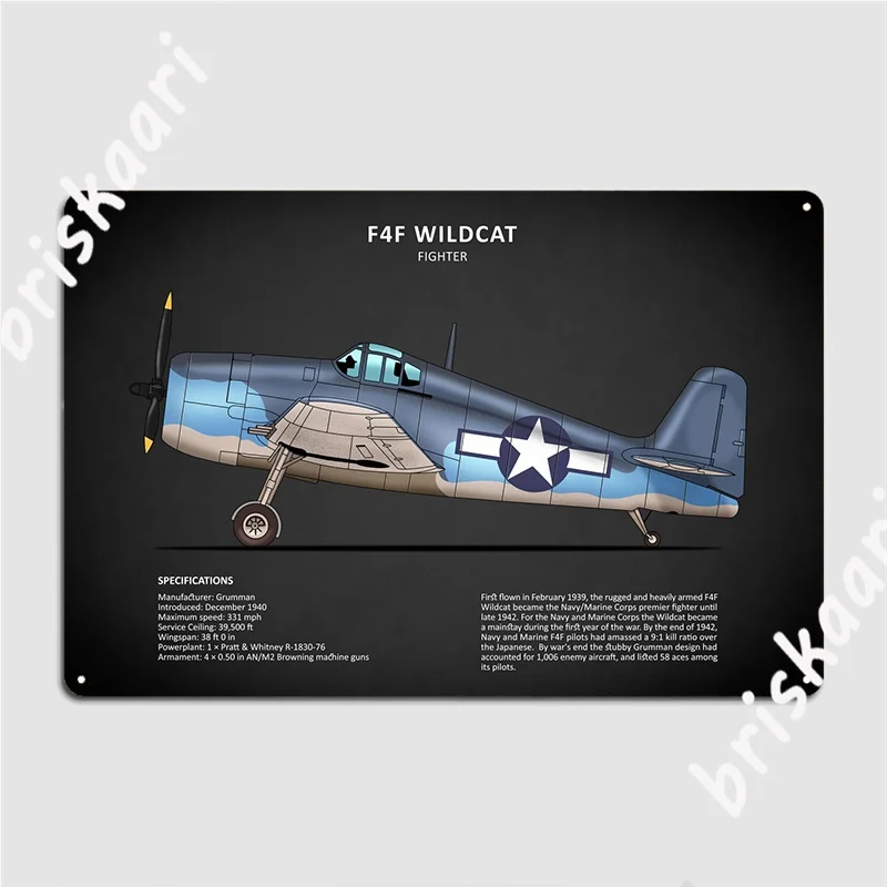 The F4f Wildcat Metal Plaque Poster Cave Pub Plates Club Home Classic Tin Sign Poster