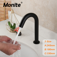 Monite  Matte Black Hand Touch Tap Automatic Inflated Sensor Faucet Hot Cold Crane Deck Mount Bathroom Basin Sink Faucet Chrome