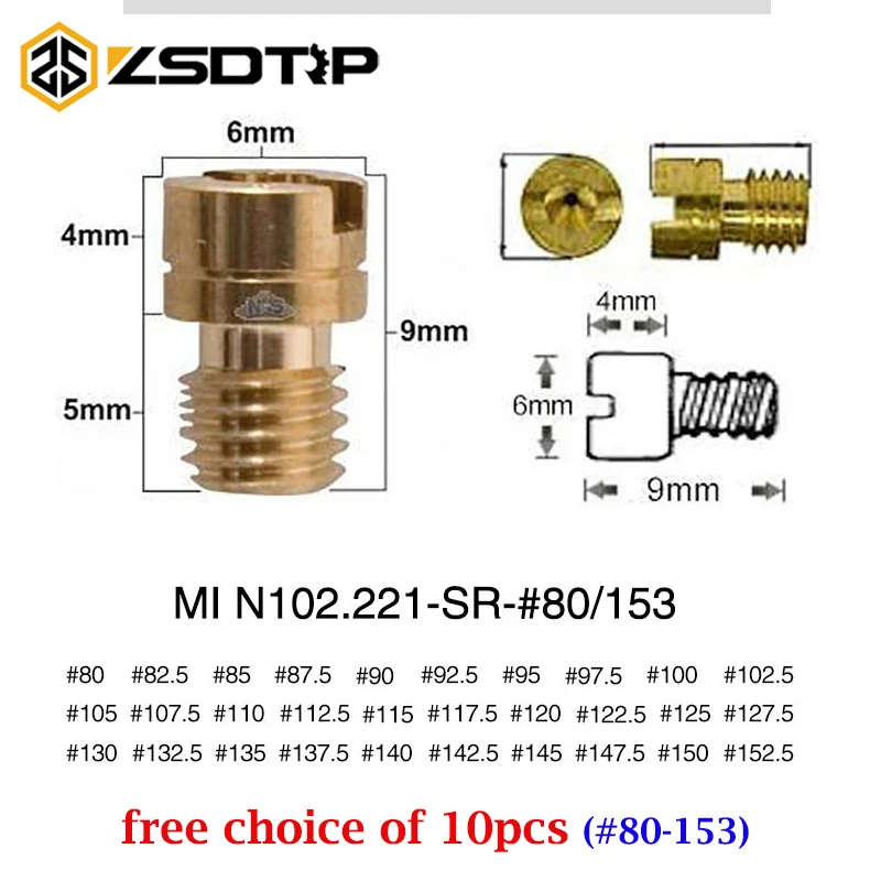 ZSDTRP 10 шт./компл. главные струи для карбюратора Mikuni N102.221 маленький круглый карбюратор главные струи #80-153