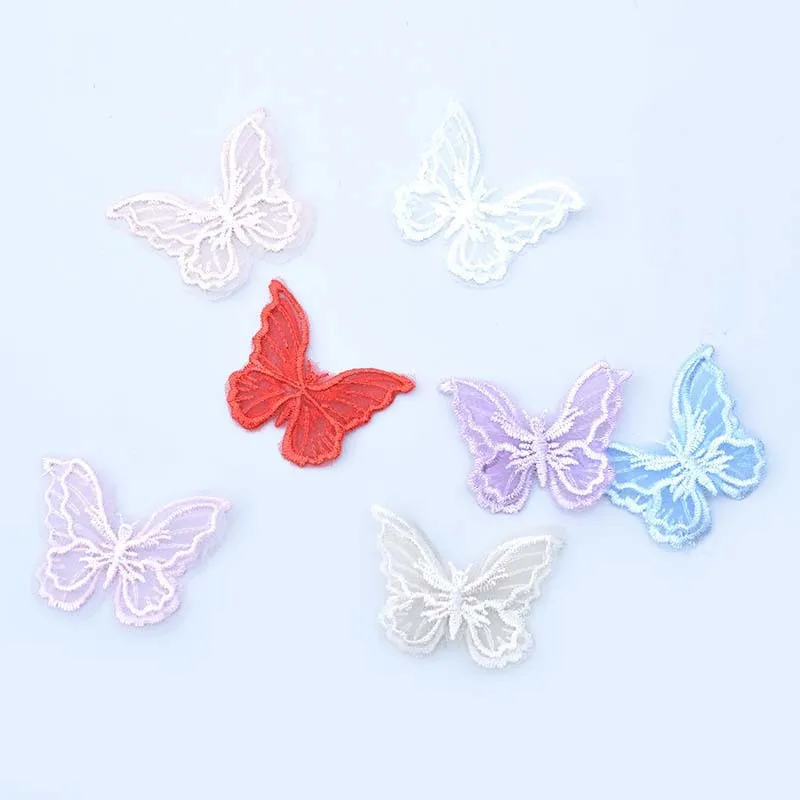 

15PCS Embroidered Double Layer Organza Butterfly Tulle Fabrics DIY Headdress Handmade Jewelry Earrings Garment Accessories