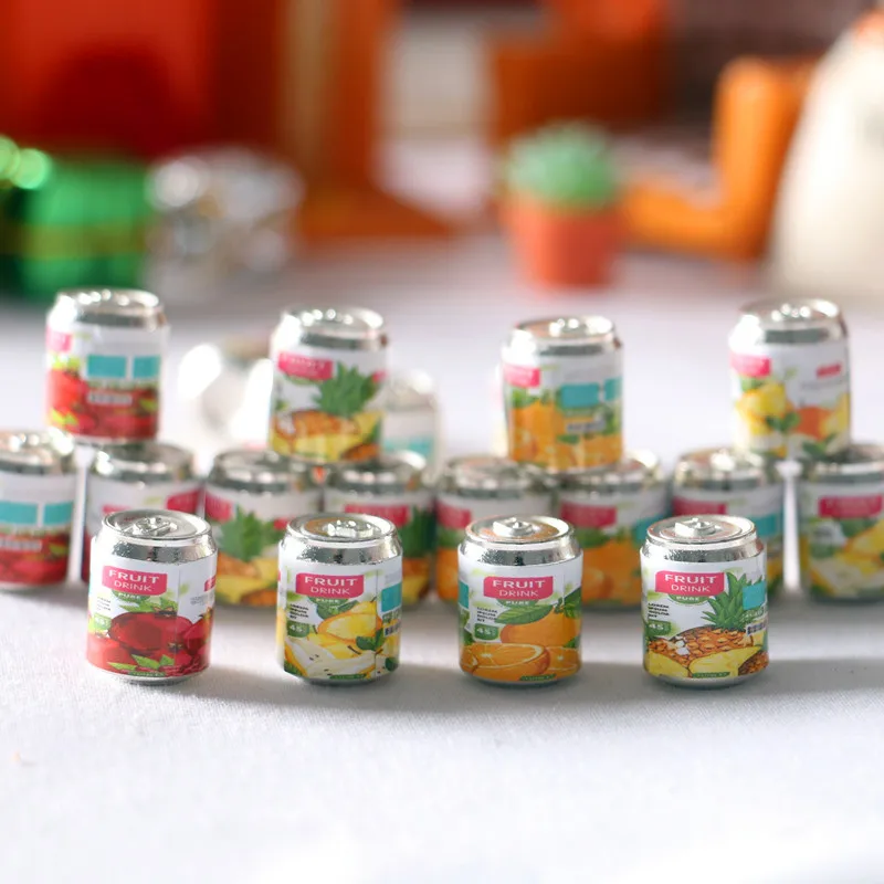 4 pçs/lote 1:12 miniatura casa de bonecas mini frutas bebidas latas modelos fingir jogar boneca comida para blyth bjd ob11 brinquedos