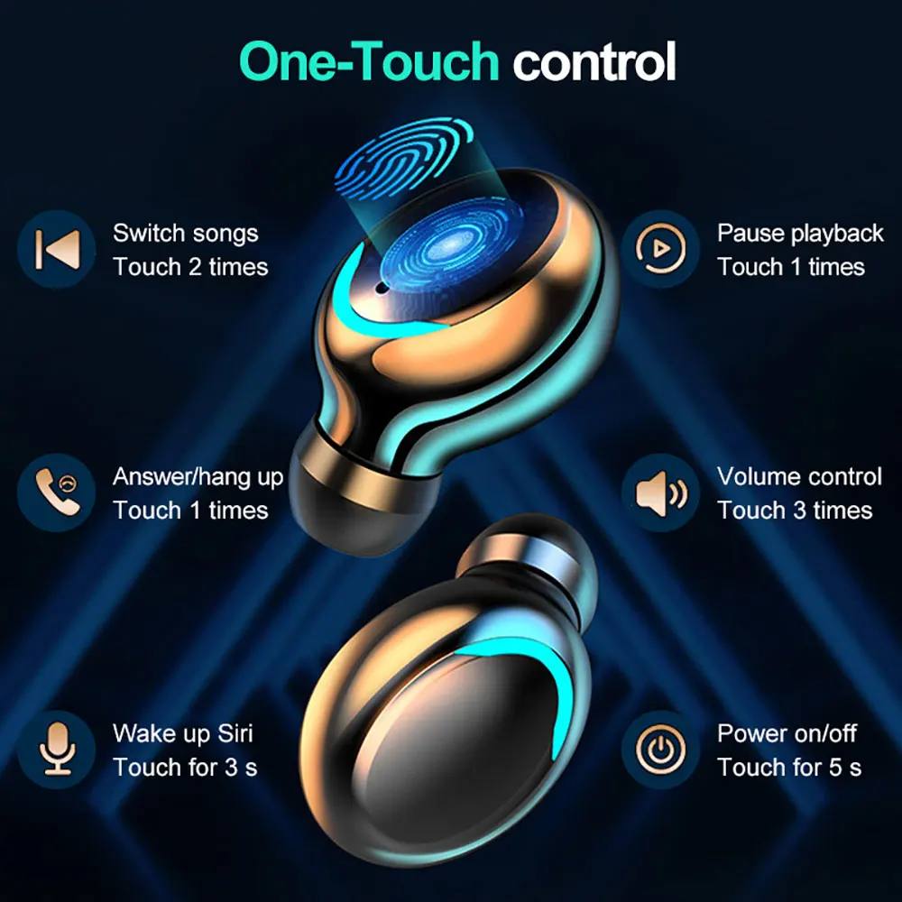 مقاوم للماء IPX7 سماعة لاسلكية تعمل بالبلوتوث سماعة بلوتوث 5.0 التحكم باللمس شاشة ديجيتال سماعات 4000mAh قدرة وقت اللعب الطويل