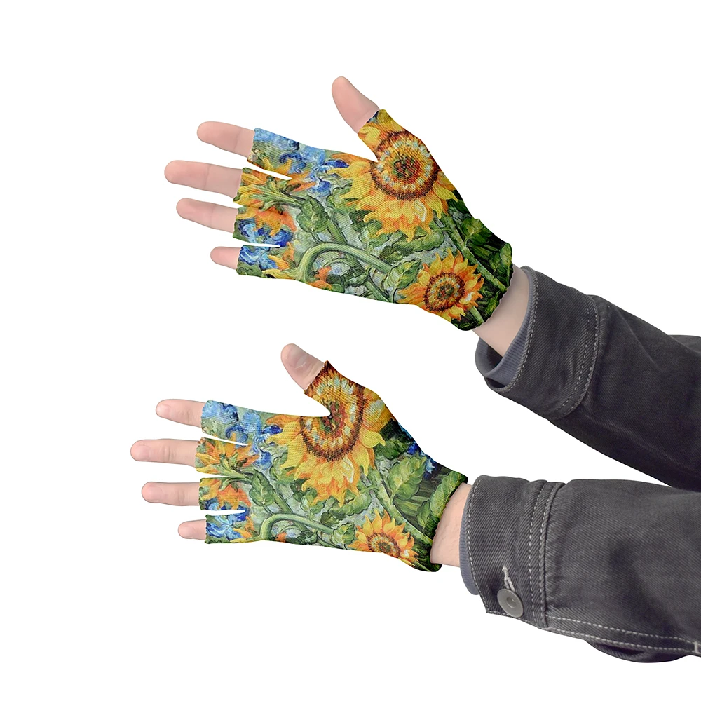 Art Knitting Gloves For Adult Half Finger Gloves Human Van Gogh Oil Painting Print CyclingTouch Screen Non-slip Wrist Gloves