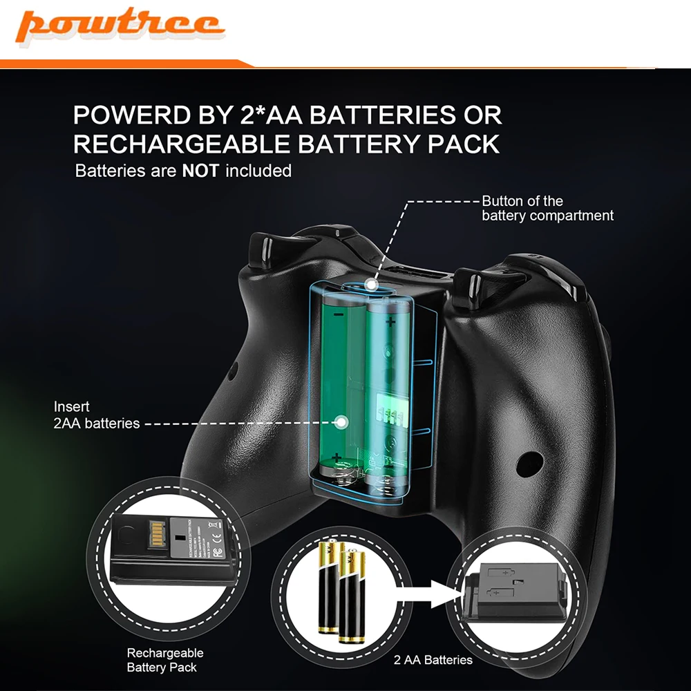 Controller Wireless Powtree 2.4G per Joypad serie Xbox con alta qualità compatibile con PC Windows 7 8 10 360 controle gamepad