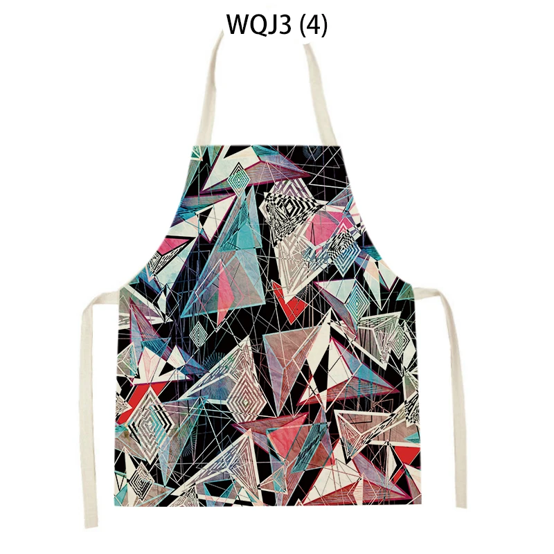 Abstract Color Printing Geometric Rhombus Figure Clean Art Apron Home Cooking Kitchen Apron Chef Puts On Adult Bib Antifouling