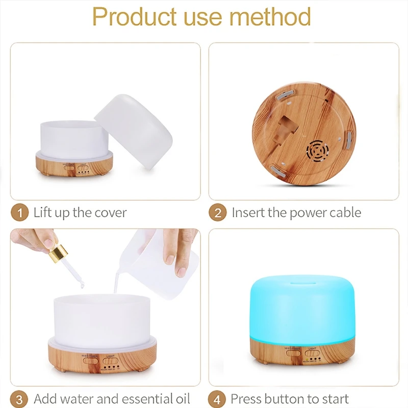 ناشر رائحة الكهربائية الهواء المرطب 300 مللي بالموجات فوق الصوتية صانع الضباب البارد مبيد LED زيت طبيعي الناشر للمنزل