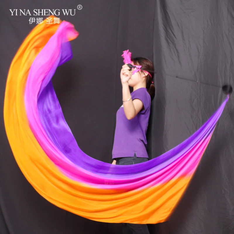 Can Be Customized Real Silk Veil POI Thrown Balls Belly Dancer Stage Performance Props Bellydance Accessory POI Ball 200x90cm